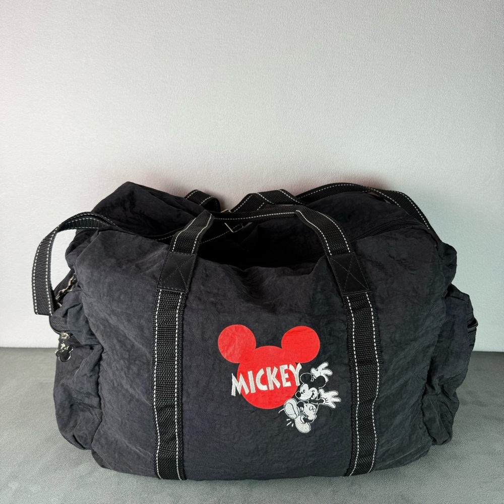 Vintage Disney Unlimited Mickey Mouse Black Nylon Duffle Bag